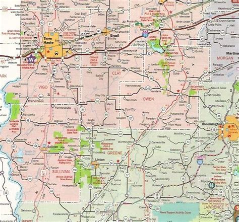 Owen County, and Greene County Indiana Map showing Spencer, Freeman ...