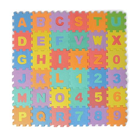 36 PIECE INTERLOCKING EVA SOFT FOAM MAT ALPHABET NUMBER PUZZLE JIGSAW ...