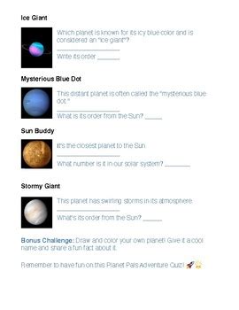 Order of Planets Assessment / Quiz - Astronomy by Ki Wi | TPT