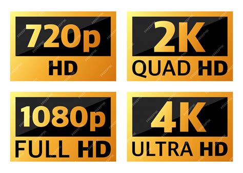 Premium Vector | 4k ultrahd, 2k quadhd, 1080 fullhd and 720 hd dimensions of video.