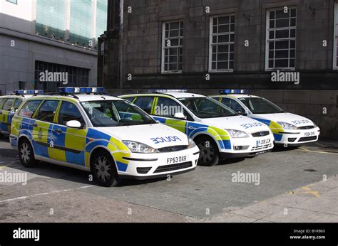 Police cars outside Central Police Station, Nottingham, England, U.K ...