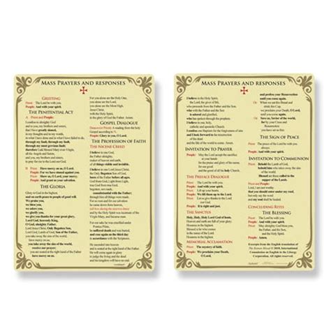 Congregational Responses for Mass Card New Version Laminated Call and Response | Call and ...