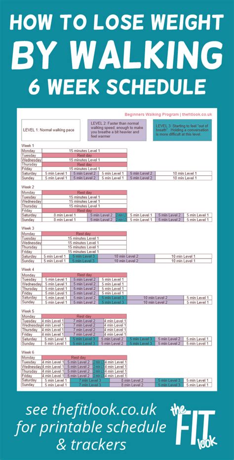 Free Printable Walking Schedule