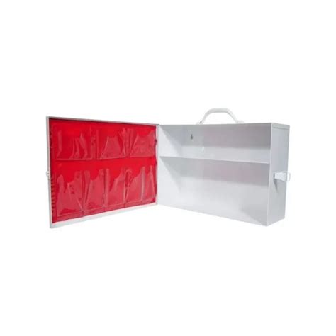Medique Empty Two Shelf Cabinet with Door Pouch First Aid Metal Cabinet, Wall Mount, White, 15"x ...