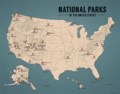 US National Parks Map 11x14 Print