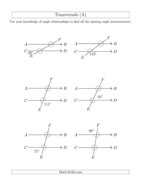 Transversal Angles Worksheet Pdf