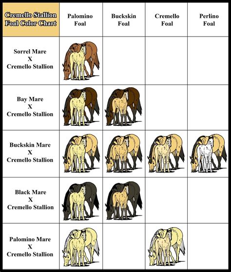 Cremello Cross Color Chart - Foal Color Chart