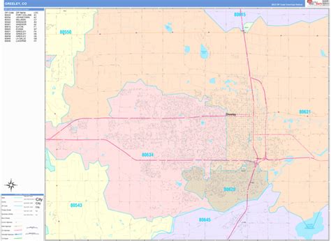 Greeley Colorado Wall Map (Color Cast Style) by MarketMAPS - MapSales