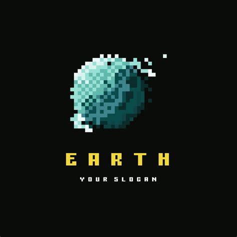 Earth logo design illustration in pexel art 11353255 Vector Art at Vecteezy