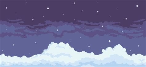 fondo de cielo nocturno de pixel art con nubes y estrellas para el ...