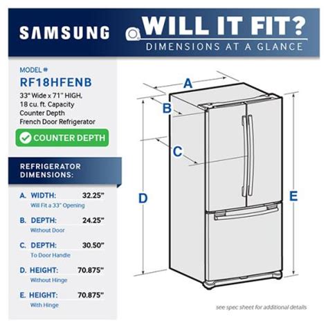 Samsung Refrigerator Sizes Chart