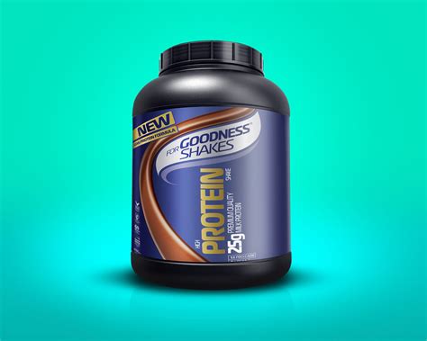 Free Protein Supplement Powder Bottle Mockup PSD - Good Mockups