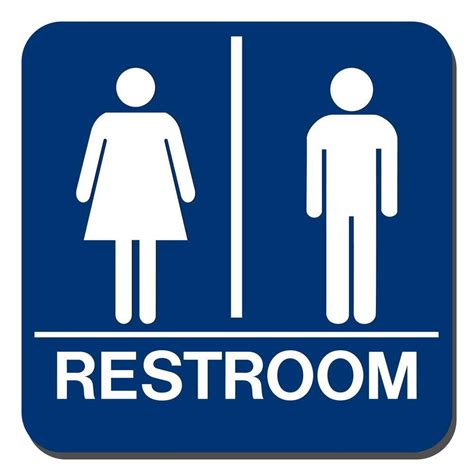 Lynch Sign 8 in. x 8 in. Blue Plastic with Braille Restroom Sign UNI-18 - The Home Depot