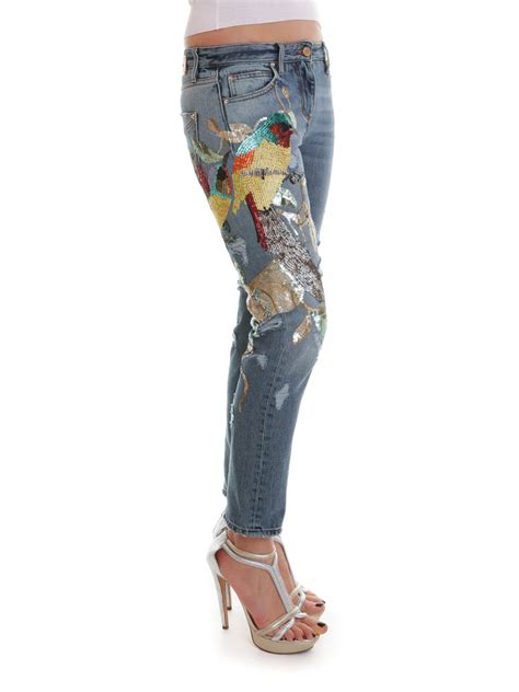 Embroidered capri jeans by Roberto Cavalli - straight leg jeans | iKRIX