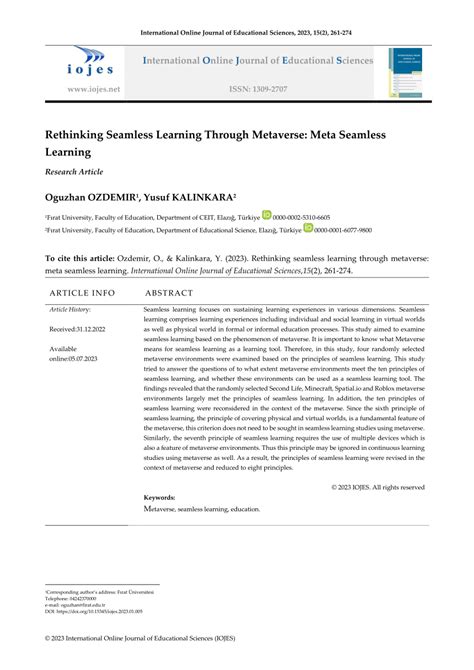 (PDF) Rethinking Seamless Learning Through Metaverse: Meta Seamless ...