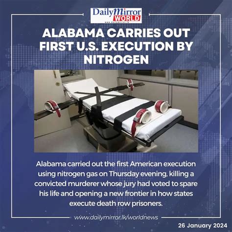 Alabama Performs First U.S. Execution via Nitrogen; Groundbreaking ...