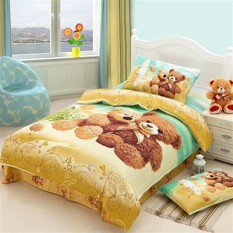 Teddy Bear Cartoon Cute Bedding Comforter Set For Kids Children Twin ...