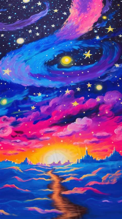 sky full stars painting outdoors | Premium Photo Illustration - rawpixel