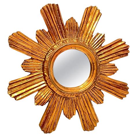 Petite French Gilt Sunburst Starburst Wall Mirror from the 1960's at 1stDibs