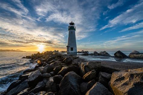 Santa Cruz`s Breakwater Lighthouse at Sunrise Stock Photo - Image of lookout, nature: 170444678