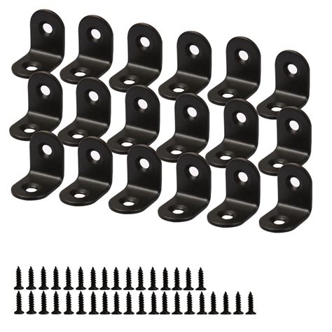 20 x 20mm Angle Bracket Stainless Steel Black L Shaped Angle Brackets Corner Braces with Screws ...