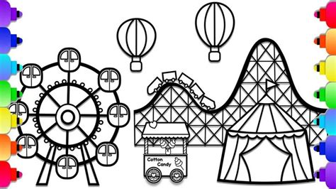 Learn How to Draw an Amusement Park Step by Step for Kids | Carnival ...