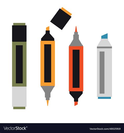 Marker pens for office and drawing with various Vector Image