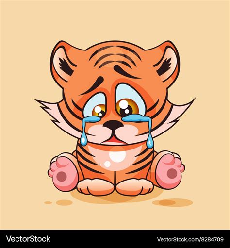 Sad tiger cub crying Royalty Free Vector Image