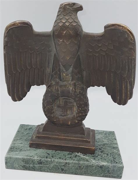 WW2 GERMAN NAZI THIRD REICH NSDAP DESKTOP EAGLE STATUE MARBLE BASE MARKED