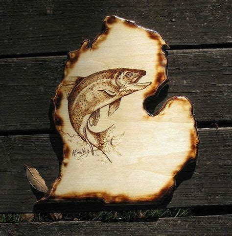 Michigan Trout | Wood burning stencils, Wood burning patterns, Wood ...