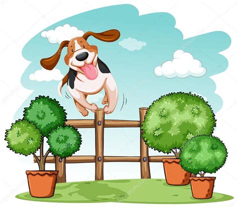 Dog jumping over the fence Stock Vector Image by ©blueringmedia #67675121