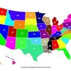 Colorful United States Map with state abbreviations | State abbreviations, History worksheets ...