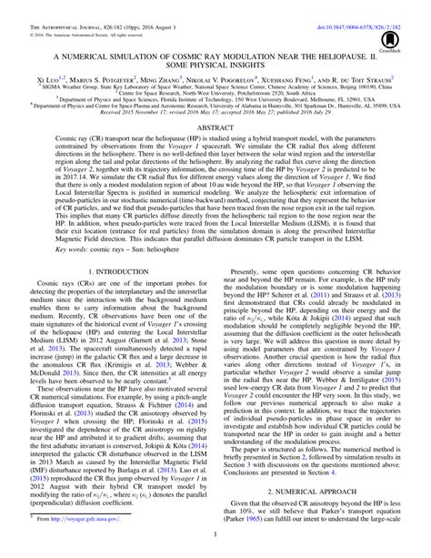 (PDF) A NUMERICAL SIMULATION OF COSMIC RAY MODULATION NEAR THE HELIOPAUSE. II. SOME PHYSICAL ...