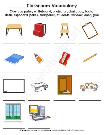 Classroom Vocabulary Worksheet - Exercise 1 - Your Home Teacher