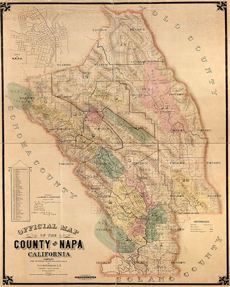 Napa County Map California CA 1895. Vintage Restoration | Etsy