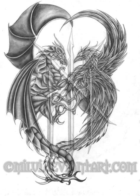 Phoenix vs dragon | Tattoo dragon and phoenix, Phoenix tattoo design, Phoenix tattoo