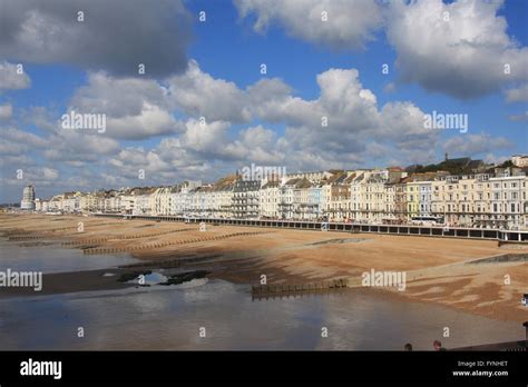 HASTINGS SEAFRONT SEEN FROM HASTINGS PIER Stock Photo - Alamy