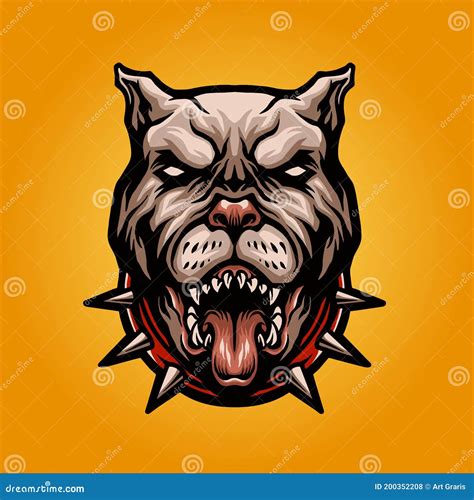 Angry Dog Pitbull Logo Mascot Vector Illustrations | CartoonDealer.com #200352208