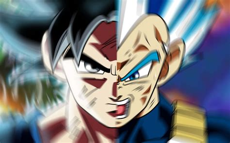 Download Goku And Vegeta Dragon Ball Z Half Face Wallpaper | Wallpapers.com