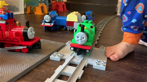 Percy runs the track (Thomas and Friends. Lego Duplo) - YouTube