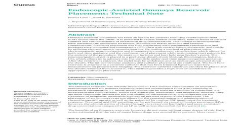 Placement: Technical Note Endoscopic-Assisted Ommaya Reservoir ...