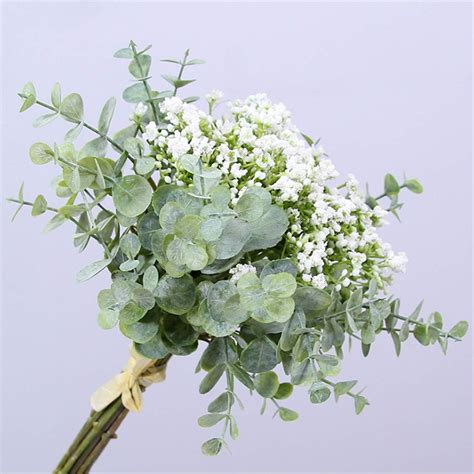 Amazon.com: Skyseen Artificial Flowers Eucalyptus Leaf Babys Breath Gypsophila Bouquets Wedding ...