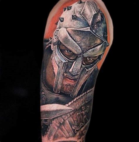 Real photo like colored shoulder tattoo of Gladiator movie scene | Gladiator tattoo, Tattoos for ...