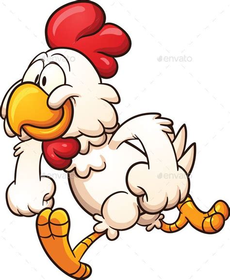 Playful Running Chicken Cartoon