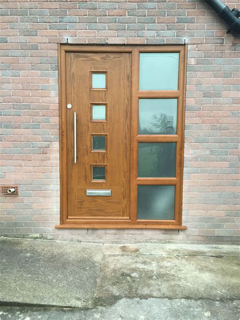 Oak effect composite door and screen Composite Door, Bathroom Medicine Cabinet, Timber, Garage ...