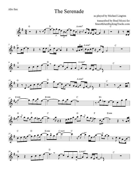 Smooth Jazz Sax Solo Sheet Music K-M