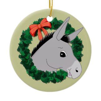 Christmas Holiday Wreath Donkey – Miniature Donkey Ornament