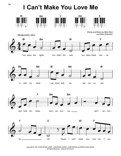 I Can't Make You Love Me by Bonnie Raitt Sheet Music for Super Easy Piano at Sheet Music Direct