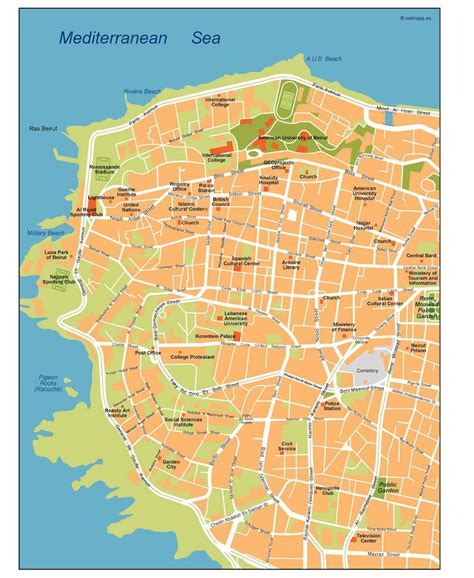 Beirut vector map. EPS Illustrator Vector Maps of Asia Cities. Eps ...