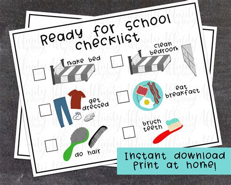 Ready for School Checklist Morning Routing Checklist for Kids Printable ...